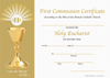 Communion Certificate Communion Certificate