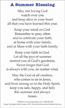 Summer Blessing Prayer Card Back
