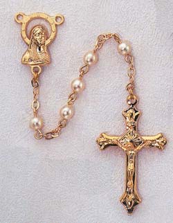 GOLD PEARL BEAD ROSARY