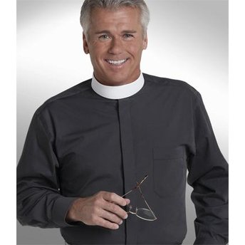 Immunity The guests prefer Banded Collar Long Sleeve Clergy Shirt; Black - Prospect Hill Co.