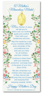 Mother’s Day Inspirational Bookmark with Miraculous Medal