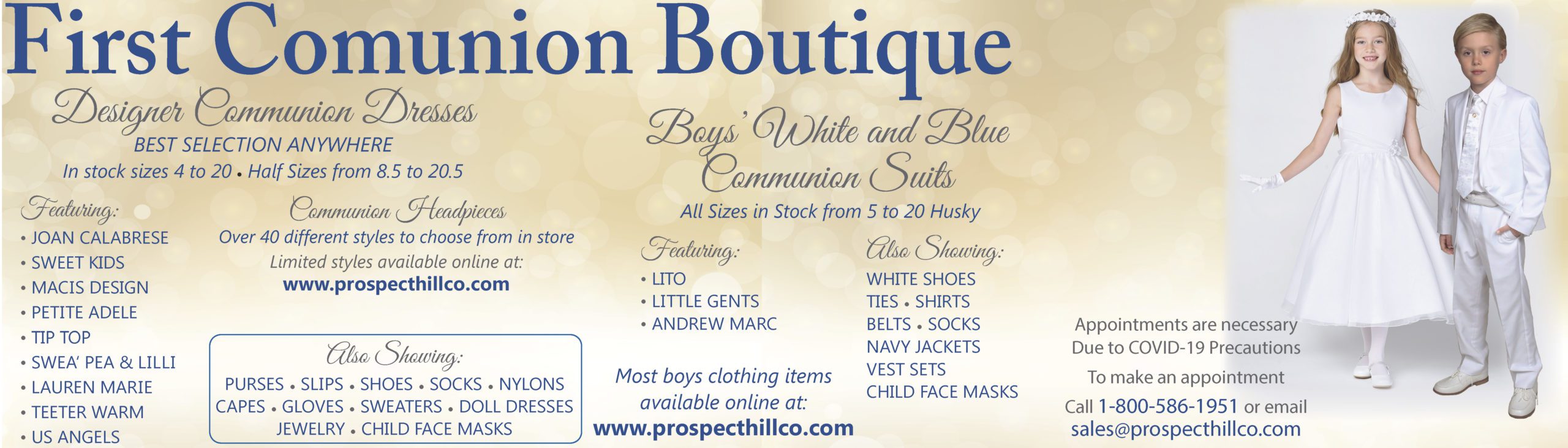 2022 First Communion Boutique at Prospect Hill Co in Brockton, MA | Religious Goods