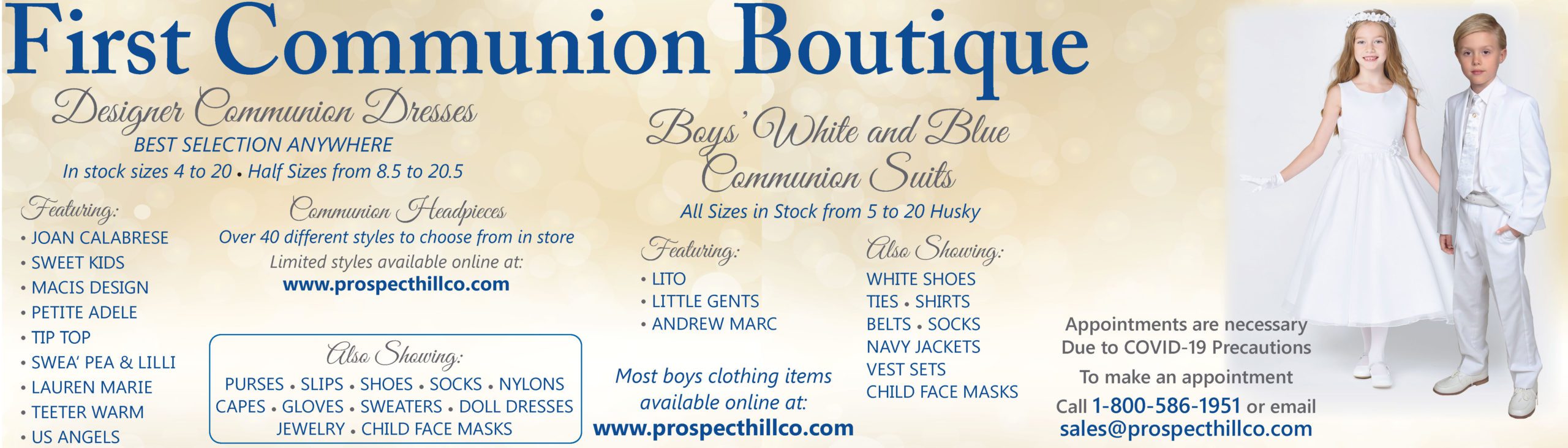 2022 First Communion Boutique at Prospect Hill Co in Brockton, MA | Religious Goods
