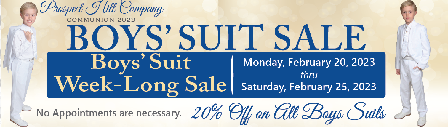 2023 Boys' Suit Sale - February 20-25, 2023