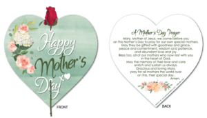Mother’s Day Prayer attached to a Red Silk Rose